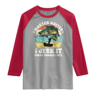 Funny Fishing Master-Baiter Raglan Shirt Kayak Fishing Dad Grandpa Bass Fish Adult Humor