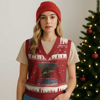 Funny Fishing V-Neck Knit Sweater Vest School Is Important But Fishing Is Importanter Bass Fisherman - Wonder Print Shop