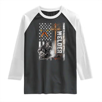 American Welder Raglan Shirt Welding USA Flag Christian Cross
