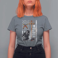 American Welder T Shirt For Women Welding USA Flag Christian Cross