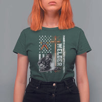 American Welder T Shirt For Women Welding USA Flag Christian Cross