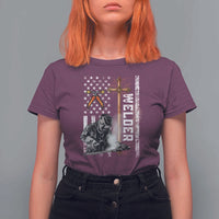 American Welder T Shirt For Women Welding USA Flag Christian Cross