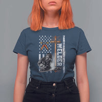 American Welder T Shirt For Women Welding USA Flag Christian Cross