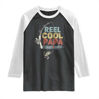 Fishing Dad Raglan Shirt Reel Cool Papa Retro Vintage