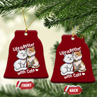 Cat Lover Ceramic Ornament Life Is Better With Cats Cute - Wonder Print Shop