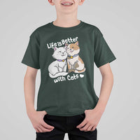 Cat Lover T Shirt For Kid Life Is Better With Cats Cute