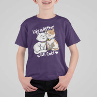 Cat Lover T Shirt For Kid Life Is Better With Cats Cute