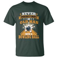 Funny Bowling T Shirt Never Underestimate Old Man Bowling Ball Mens Bowler