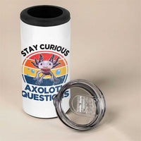 Funny Axolotl Pun 4 in 1 Can Cooler Tumbler I Stay Curious Axolotl Question Retro