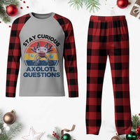 Funny Axolotl Pun Plaid Pajama Set I Stay Curious Axolotl Question Retro - Wonder Print Shop