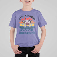 Funny Axolotl Pun T Shirt For Kid I Stay Curious Axolotl Question Retro