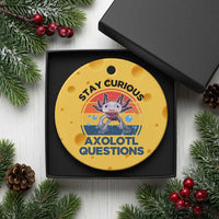 Funny Axolotl Pun Ceramic Ornament I Stay Curious Axolotl Question Retro - Wonder Print Shop