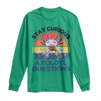 Funny Axolotl Pun Long Sleeve Shirt I Stay Curious Axolotl Question Retro