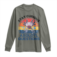 Funny Axolotl Pun Long Sleeve Shirt I Stay Curious Axolotl Question Retro