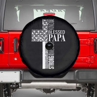 Blessed Papa Christian Cross Spare Tire Cover Faithful Dad Religious American Flag