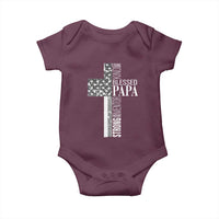 Blessed Papa Christian Cross Baby Onesie Faithful Dad Religious American Flag