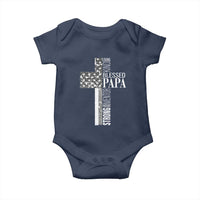 Blessed Papa Christian Cross Baby Onesie Faithful Dad Religious American Flag