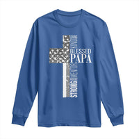 Blessed Papa Christian Cross Long Sleeve Shirt Faithful Dad Religious American Flag