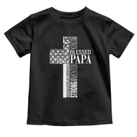 Blessed Papa Christian Cross Toddler T Shirt Faithful Dad Religious American Flag
