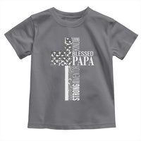 Blessed Papa Christian Cross Toddler T Shirt Faithful Dad Religious American Flag