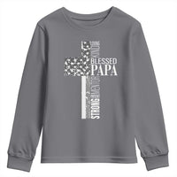 Blessed Papa Christian Cross Youth Sweatshirt Faithful Dad Religious American Flag