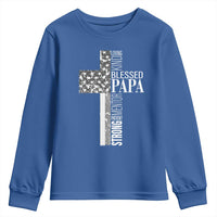Blessed Papa Christian Cross Youth Sweatshirt Faithful Dad Religious American Flag