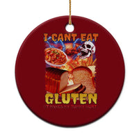 Funny Gluten Intolerance Ceramic Ornament I Can't Eat Gluten It Makes My Tummy Hurt Skeleton Meme - Wonder Print Shop