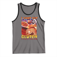 Funny Gluten Intolerance Tank Top I Can't Eat Gluten It Makes My Tummy Hurt Skeleton Meme