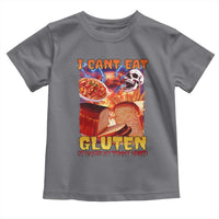 Funny Gluten Intolerance Toddler T Shirt I Can't Eat Gluten It Makes My Tummy Hurt Skeleton Meme
