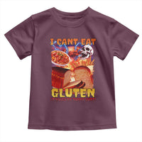 Funny Gluten Intolerance Toddler T Shirt I Can't Eat Gluten It Makes My Tummy Hurt Skeleton Meme
