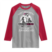 Funny Grandma Dinosaur Raglan Shirt Dont Mess With Grandmasaurus Youll Get Jurasskicked