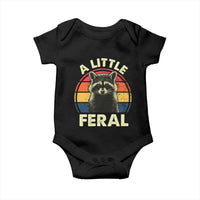 Funny Raccoon Baby Onesie A Little Feral Trash Panda Meme Retro