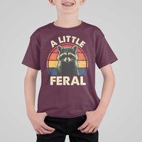 Funny Raccoon T Shirt For Kid A Little Feral Trash Panda Meme Retro