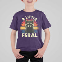 Funny Raccoon T Shirt For Kid A Little Feral Trash Panda Meme Retro