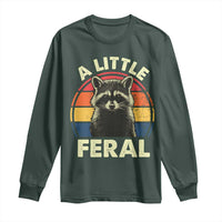 Funny Raccoon Long Sleeve Shirt A Little Feral Trash Panda Meme Retro