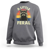 Funny Raccoon Sweatshirt A Little Feral Trash Panda Meme Retro