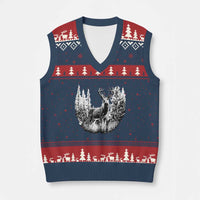 Deer Hunting V-Neck Knit Sweater Vest Deer Forest Nature Lover Stag Hunter - Wonder Print Shop
