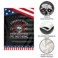 American Patriotic Skull Garden Flag Liberty Dies When Good Men Do Nothing US Patriot Military