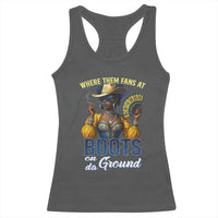 Melanin Cowgirls Linedance Racerback Tank Top Where Them Fans At Boots On Da Ground