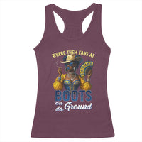 Melanin Cowgirls Linedance Racerback Tank Top Where Them Fans At Boots On Da Ground