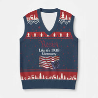 American Flag Resist V-Neck Knit Sweater Vest Like It's 1938 Germany - Wonder Print Shop