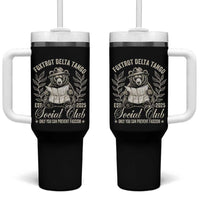 Foxtrot Delta Tango FDT Social Club Tumbler With Handle Only You Can Prevent Fascism Retro Bear