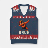 Funny Dabbing Oriole Bird Bruh V-Neck Knit Sweater Vest Cool Game Day Sports Fan