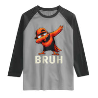Funny Dabbing Oriole Bird Bruh Raglan Shirt Cool Game Day Sports Fan