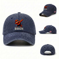 Funny Dabbing Oriole Bird Bruh Washed Cotton Baseball Cap Cool Game Day Sports Fan