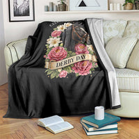 Celebrating 152 Years Derby Day Floral Throw Blanket Horse Racing Pink Peony White Lily Equestrian 152nd Anniversary