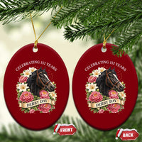 Celebrating 152 Years Derby Day Floral Ceramic Ornament Horse Racing Pink Peony White Lily Equestrian 152nd Anniversary
