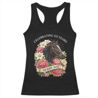 Celebrating 152 Years Derby Day Floral Racerback Tank Top Horse Racing Pink Peony White Lily Equestrian 152nd Anniversary