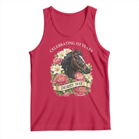 Celebrating 152 Years Derby Day Floral Tank Top Horse Racing Pink Peony White Lily Equestrian 152nd Anniversary