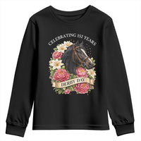 Celebrating 152 Years Derby Day Floral Youth Sweatshirt Horse Racing Pink Peony White Lily Equestrian 152nd Anniversary